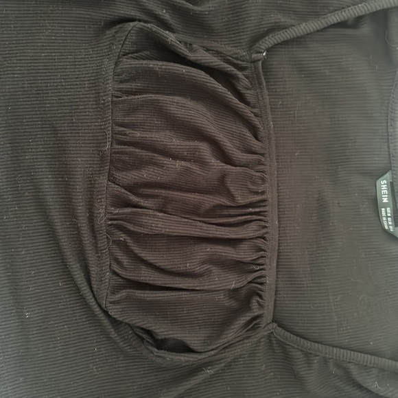 Black Ribbed Square Neck Top - Picture 3 of 3